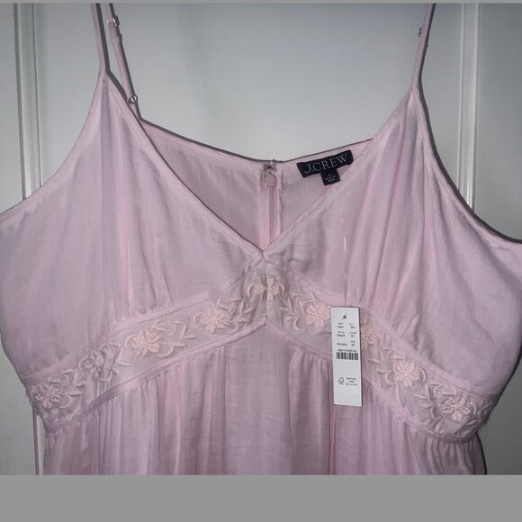 NWT J.Crew Embroidered Midi Slip Dress in Ramie Pink - Picture 4 of 11